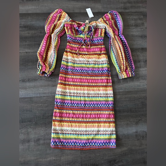 NWT Good People Design Embroidered Rainbow Midi Dress Sizs Medium - Picture 13 of 13